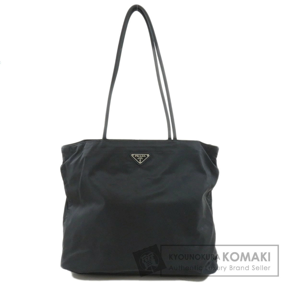 Prada Tessuto tote bag iconic enamel triangle logo Black